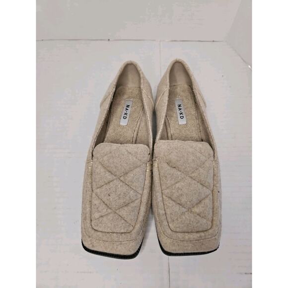 Na-kd Taupe Color Womens Loafers Quilted Upper Square Toe Size 39 (8.5) - Picture 1 of 16